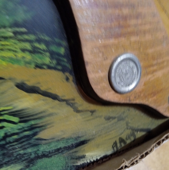 Vintage Hand Painted Hand Saw Folk Art Nature Scene Hand Signed by Charlie Flagg - Picture 7 of 8
